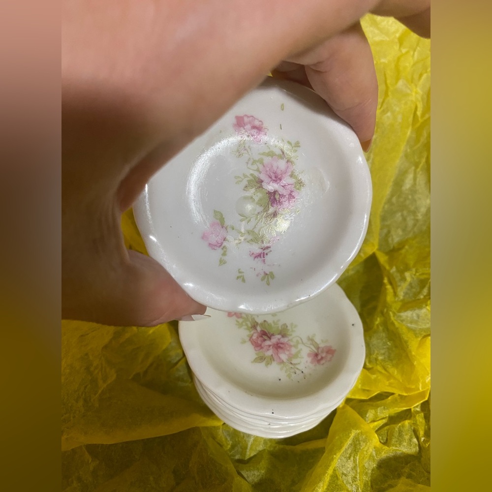 6 Vintage porcelain with Flowers salt dishes